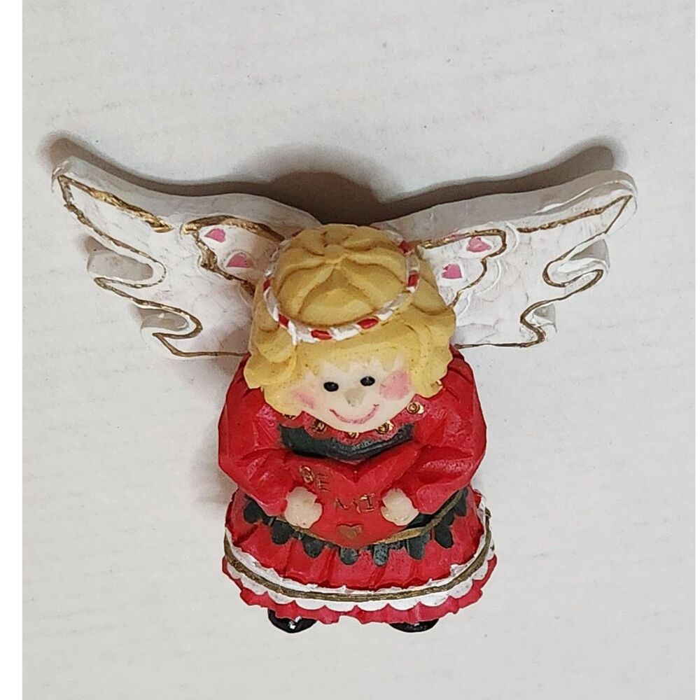 Be Mine Valentine Angel Figurine red green dress